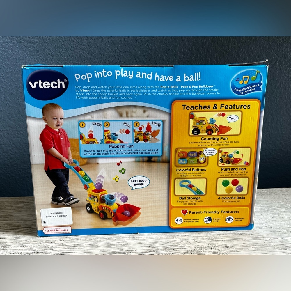 🆕 VTech Push & Pop Bulldozer - Bright Yellow - Picture 5 of 7
